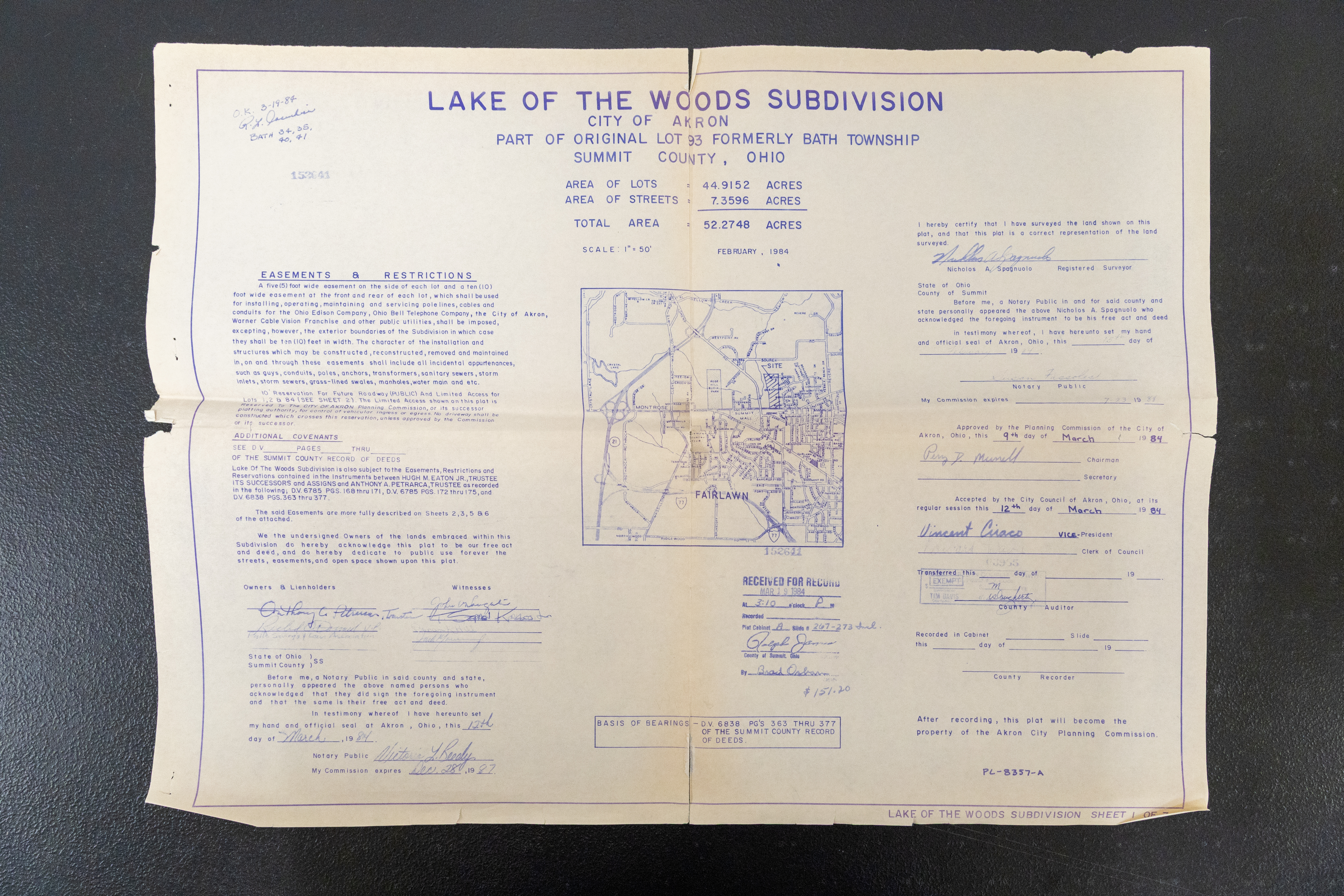 Sheet 1 — Cover Sheet and Easements Text